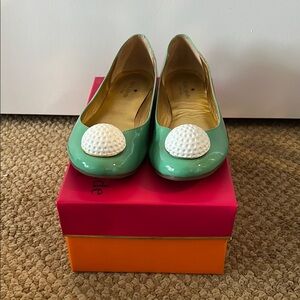 Rare Kate Spade Patten Green Golf Shoe Flats, Size 9